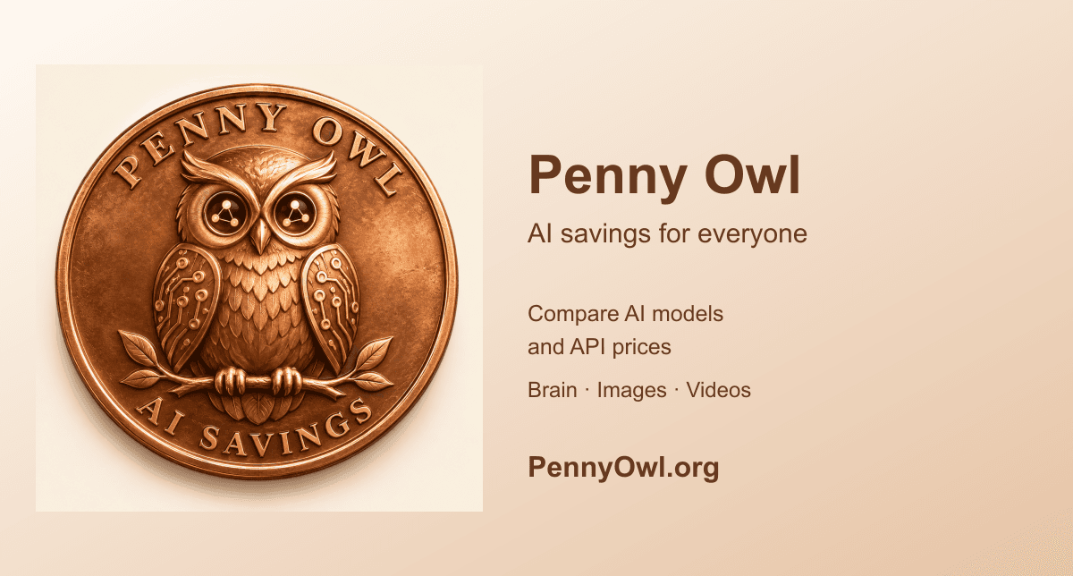 Penny Owl copper coin. A penny saved on every AI choice. Compare model rankings and API prices.